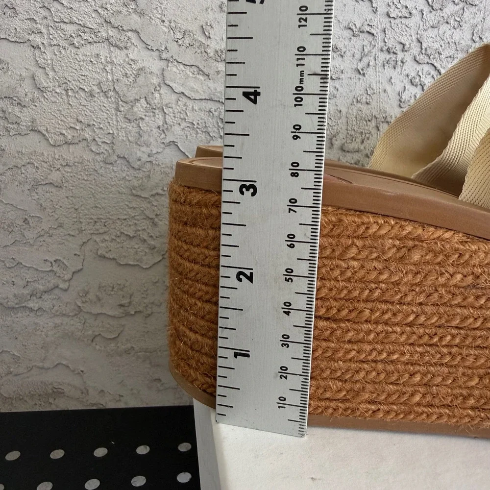 Chloe Woody Canvas Espadrilles Platform Sandals Size 41 EU‎ 10 US White x Brown